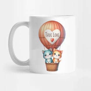 Valentine Cat Couple On Hot Air Balloon Mug